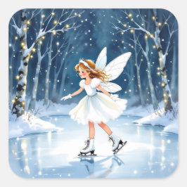Adesivo Quadrado Little Fairy Ice Skating Christmas