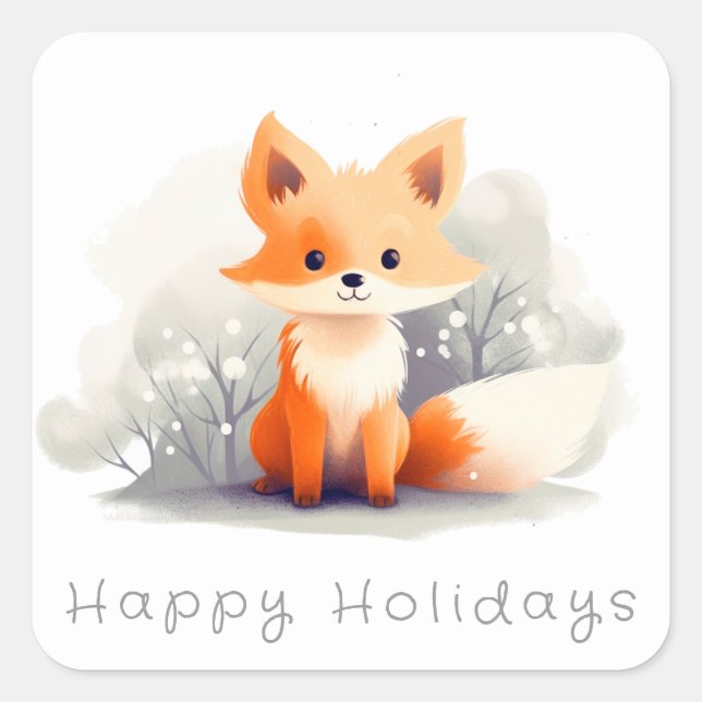 Adesivo Quadrado Little fox in winter (Frente)
