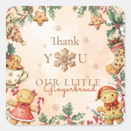Adesivo Quadrado Little Gingerbread Birthday Christmas Thank you 