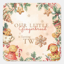 Adesivo Quadrado Little Gingerbread Christmas 2nd Birthday