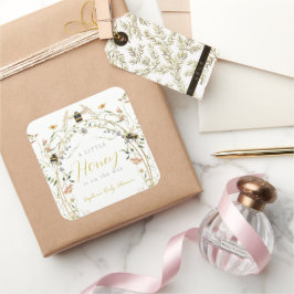 Adesivo Quadrado Little Honey Wildflower Bee Baby Shower