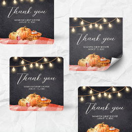 Adesivo Quadrado Little Pumpkin Autumn Picnic Baby Shower