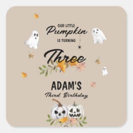 Adesivo Quadrado Little Pumpkin Halloween Any Age Birthday 