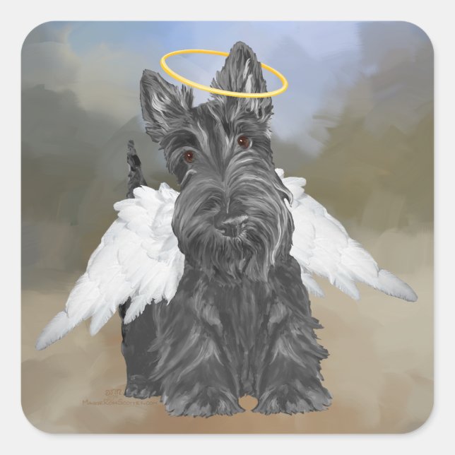 Adesivo Quadrado Little Scottie Angel (Frente)