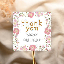 Adesivo Quadrado Little Wildflower Boho Baby Shower