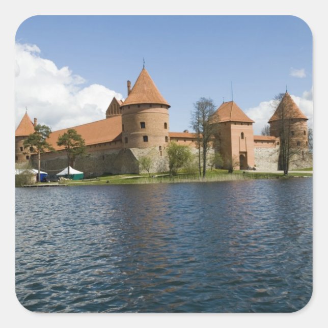 Adesivo Quadrado Lituânia, Trakai. Castelo 3 (Frente)