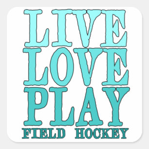 Adesivo Quadrado Live, Love, Play - Hockey de campo