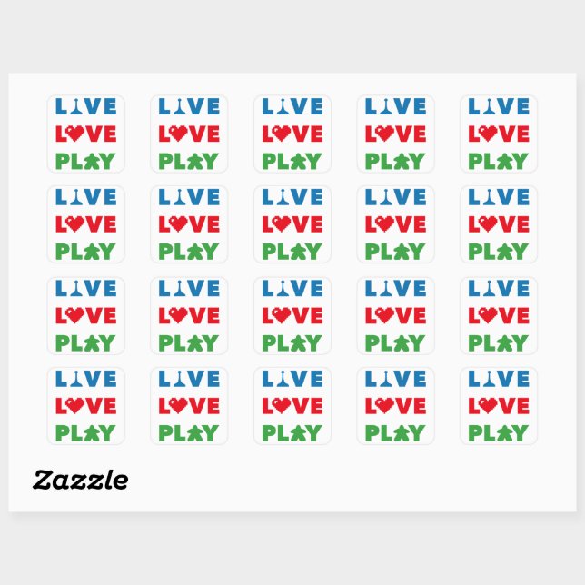 Adesivo Quadrado Live, Love, Tocar Coloridos (Folha)