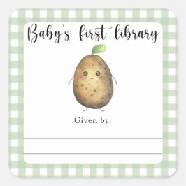 Adesivo Quadrado Livraria do chá de fraldas - primeira biblioteca d