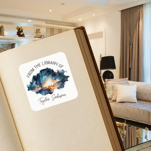 Adesivo Quadrado Livraria estelar celestial madeira de céu noturno 