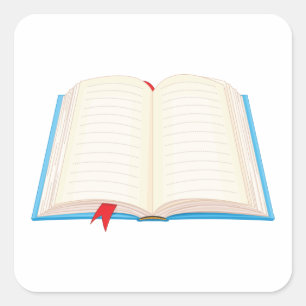 Adesivo Quadrado Livro Aberto com Marcador Vermelho