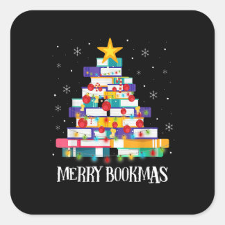 Adesivo Quadrado Livro Bibliotecário Livros Sobre Árvore de Natal F