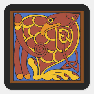 Adesivo Quadrado Livro De Pássaro Medieval Do Nó Celta Kells