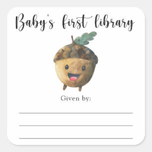 Adesivo Quadrado Livro de presente de baby shower de outono, livros