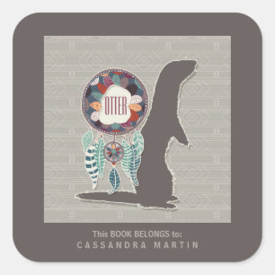 Adesivo Quadrado Livro do espírito animal do nativo americano da