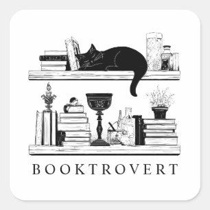 Adesivo Quadrado Livro Fofo para Amantes de Livros do Gato
