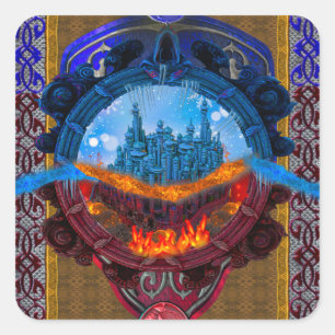 Adesivo Quadrado Livro I do conto de fadas de fantasia antagônica