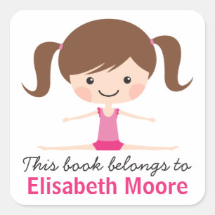 Adesivo Quadrado Livro lateral do bookplate dos desenhos animados