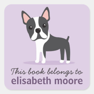 Adesivo Quadrado Livro personalizado cão do bookplate do terrier de