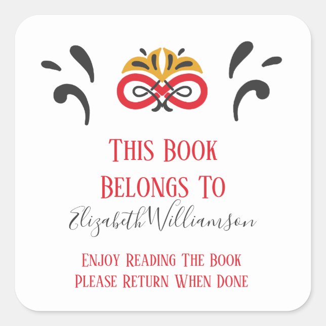 Adesivo Quadrado Livro Retorno Elegante Moderno Monograma (Frente)