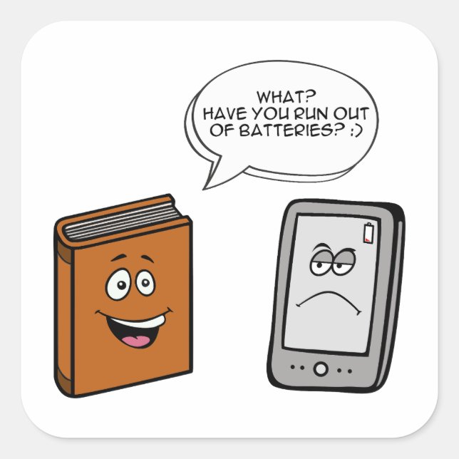 Adesivo Quadrado Livro vs eBook (Frente)