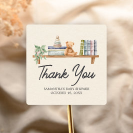 Adesivo Quadrado Livros de Bebê e Brunch Chás de Bebê Neutro