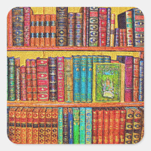Adesivo Quadrado Livros de biblioteca