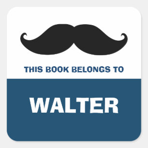 Adesivo Quadrado Livros de bigode, rótulos de livros