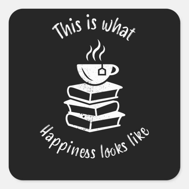 Adesivo Quadrado Livros de chá - Presente de felicidade no Tealover (Frente)