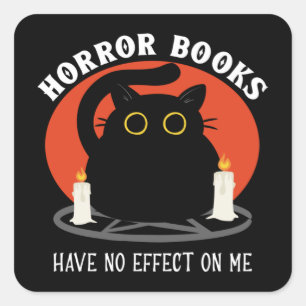 Adesivo Quadrado Livros De Horror Não Têm Efeito Em Mim - Gato Ne