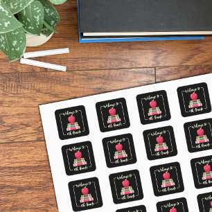 Adesivo Quadrado Livros de Volta à Escola Praça da Apple