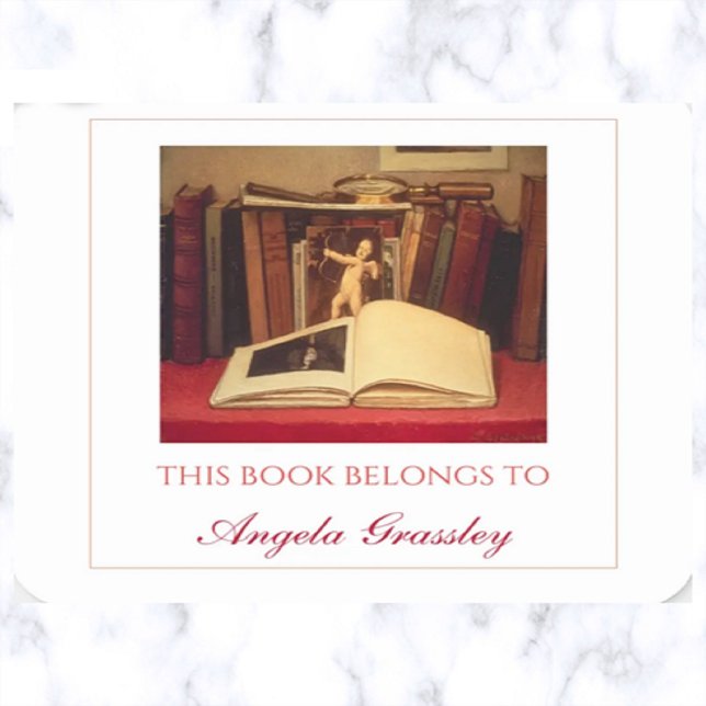 Adesivo Quadrado Livros editáveis e vidro de aumento (Criador carregado)