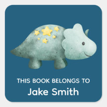 Livros Escolares de Dinossauro Azul Marinho e Nome