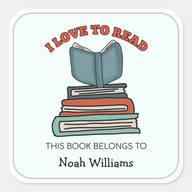 Adesivo Quadrado Livros para Crianças com Pilha Personalizada (Frente)