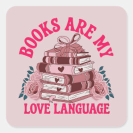 Adesivo Quadrado Livros são a minha língua de amor