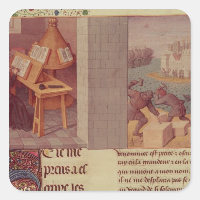 Adesivo Quadrado Livy Escrevendo e Fundação de Roma (Frente)