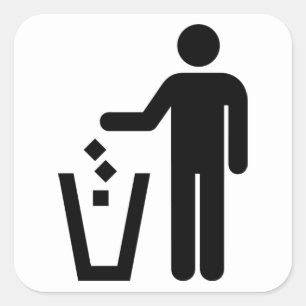 Adesivo Quadrado Lixo pode assinar preto e branco