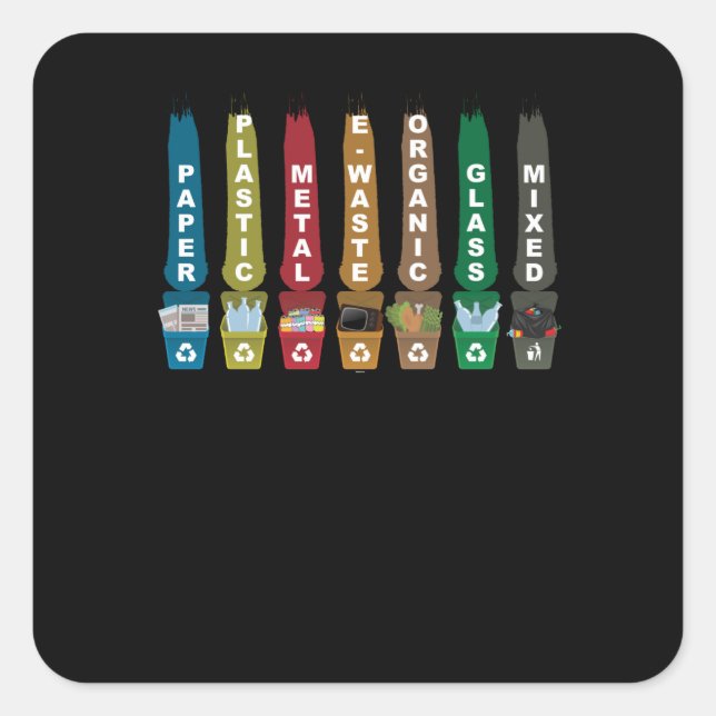 Adesivo Quadrado Lixo reciclar (Frente)