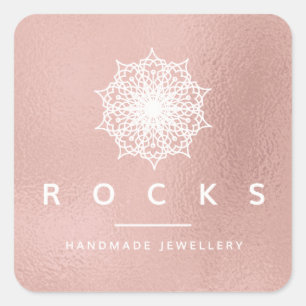 Adesivo Quadrado Liz Mandala Rosa Rosa Dourada Branco Metálico 1