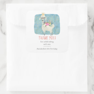 Adesivo Quadrado Llama Ama Obrigado Lindas Meninas Adoráveis Aniver