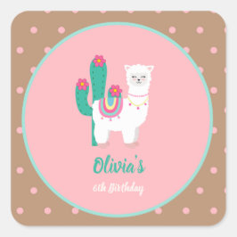 Adesivo Quadrado Llama Birthday Stickers