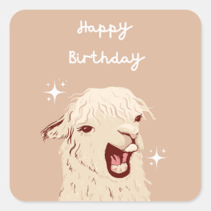 Adesivo Quadrado Llama Feliz Aniversário