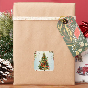 Adesivo Quadrado Llitter Winter Deer Forest Rosa Floral Watercolor