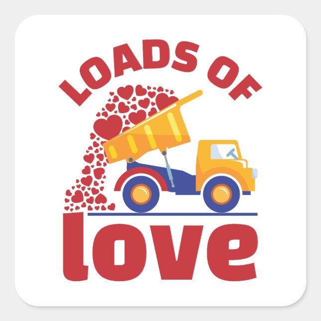 Adesivo Quadrado Loads of Love Valentine Day's Truck Vehicle (Frente)