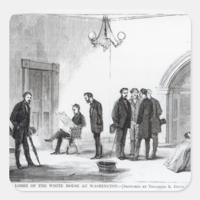 Adesivo Quadrado Lobby da Casa Branca em Washington (Frente)