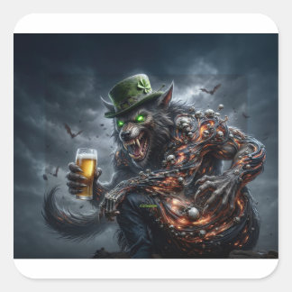 Adesivo Quadrado Lobisomem Irlandês de 3 Braços