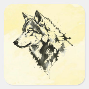 Adesivo Quadrado Lobo