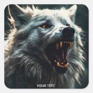 Adesivo Quadrado Lobo Bravo Fantasy