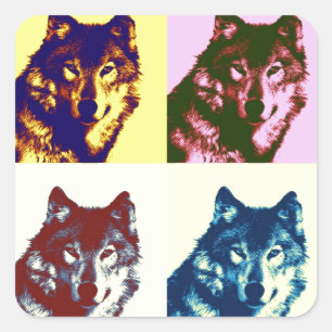 Adesivo Quadrado Lobo do pop art