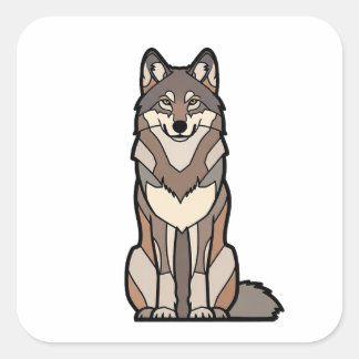 Adesivo Quadrado Lobo Força Silenciosa – Ilustração Animal Minimali